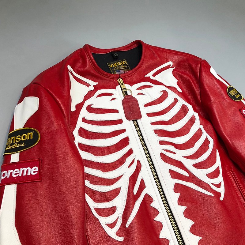 21AW新作シュプリーム 偽物 革のジャケット  Vanson Leather Bones Jacket She85383